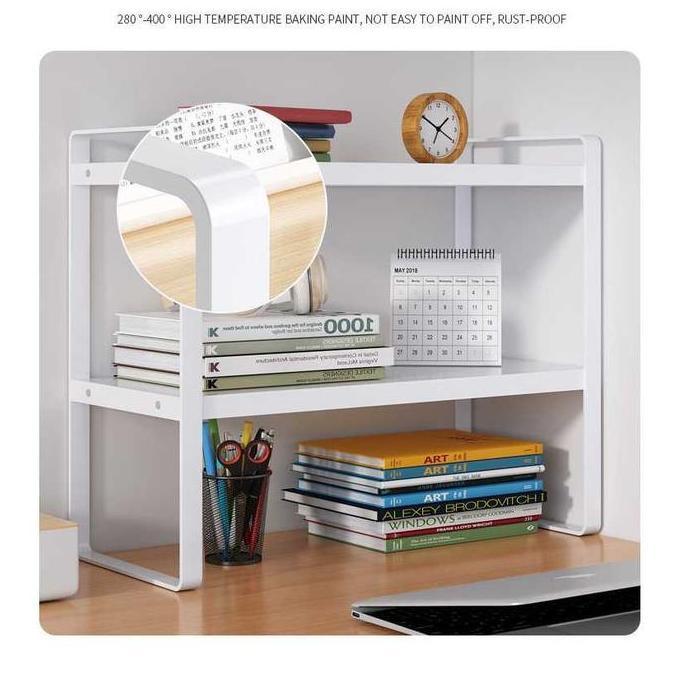 Rak Meja Buku Printer Minimalis DIY Table Organizer Tingkat