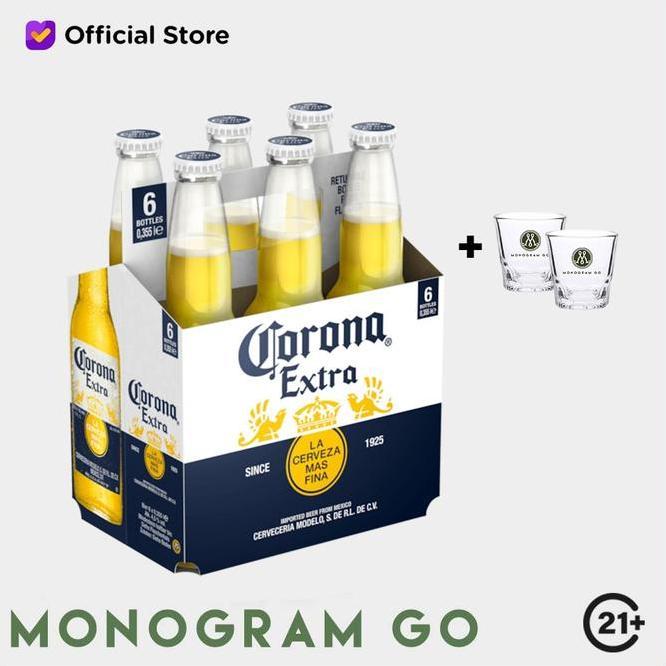 Corona Extra Beer 355Ml 6 Bottles Free 2 Glass