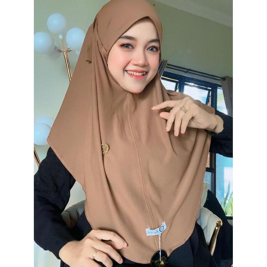 Terpopuler- Hijab Instan Al-Faezya Kania Size M Bahan Jersey Irish Bergo Tali Lonceng