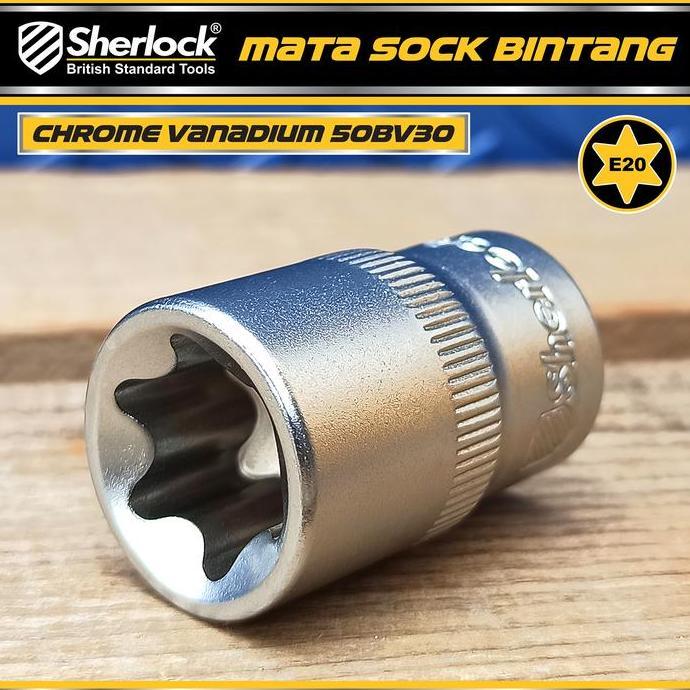 Alatlengkap- Sherlock 1/2 Inch Drive Star Socket Kunci Shock Bintang Sok E20
