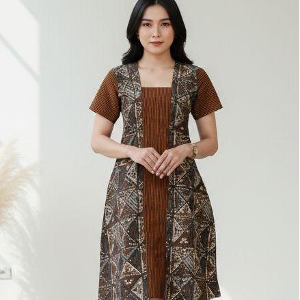 Batik Solo Trendy - Dress Batik Davina Dengan Bahan Katun Premium Dan Sudah Lapis Furing