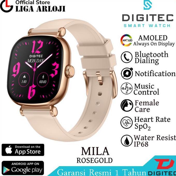 Digitec Smart Watch Mila Jam Tangan Wanita Digital Smartwatch Amoled Rosegold 38Mm