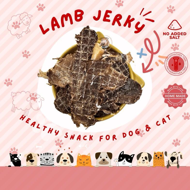 Lamb Jerky Snack Hewan anjing kucing Homemade domba Lula Doggery
