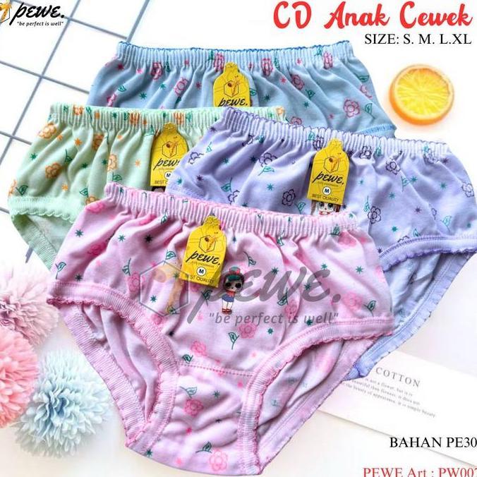 DB14 >> 1/2 Lusin Celana Dalam Anak Warna terang / CD Anak Bordir Fashin Cewek / Celana Dalam Anak p