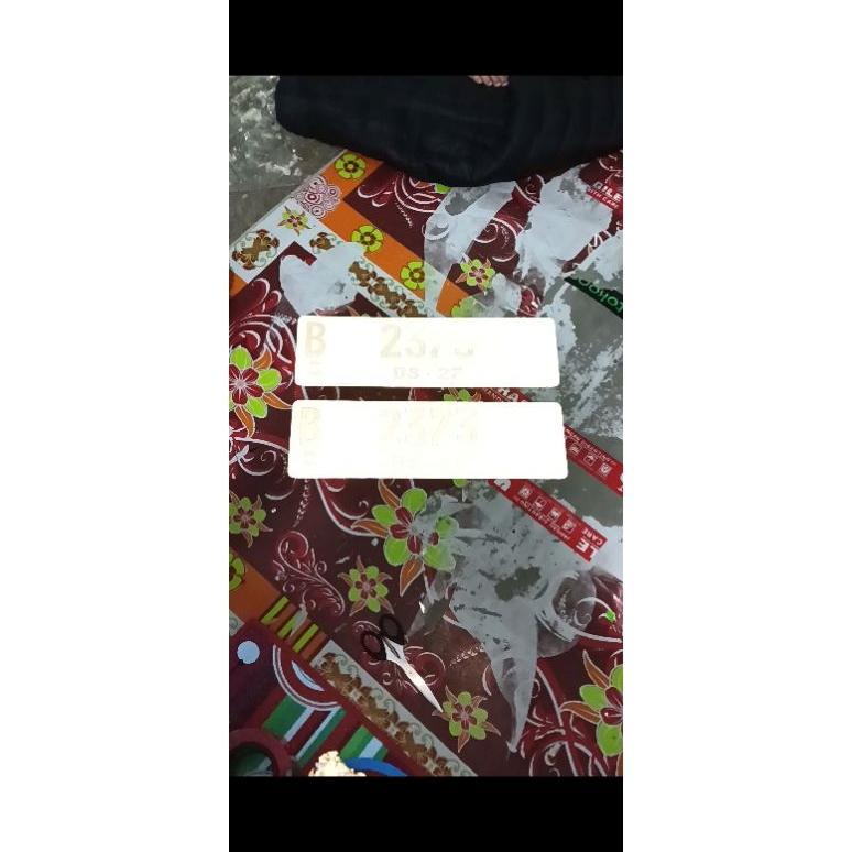 plat mobil reflektif putih full reflektif BLANK 2PCS