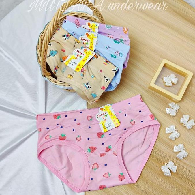 DE176 - Celana Dalam Anak Perempuan Sorex NA 404-2 1 Pak Isi 3 Pcs Bahan Supersoft Size M-XL 2-11 TH