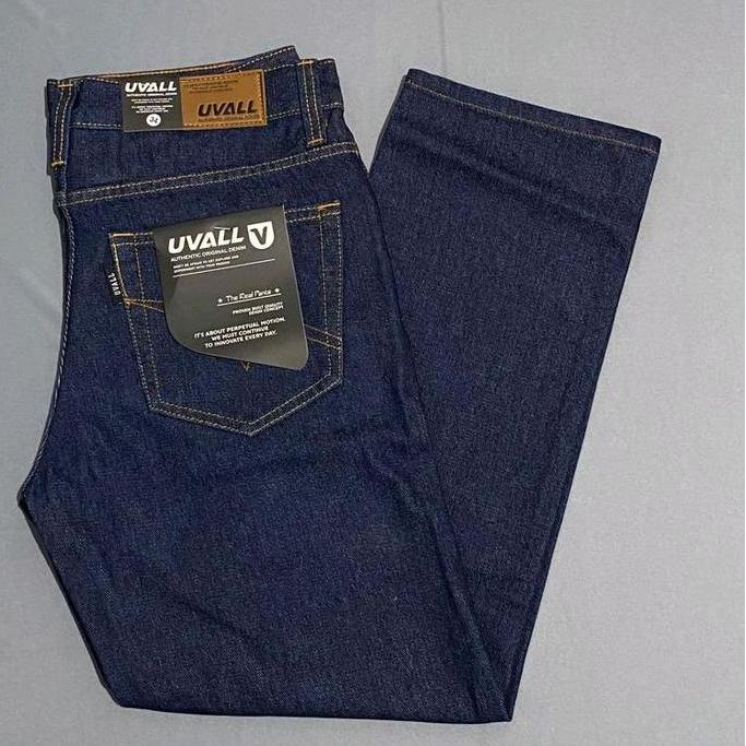 UVALL DENIM  - Celana Jeans Panjang Pria original Model Reguler Loose Fit Standar Basic Bahan Non St