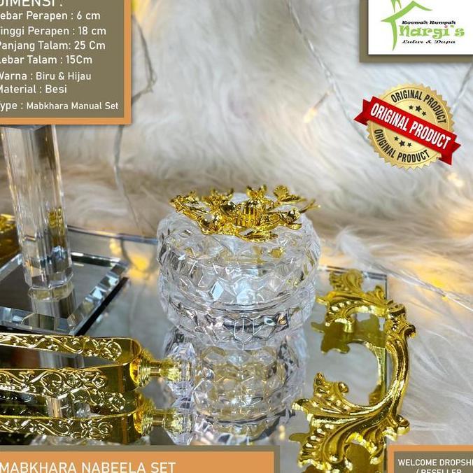 Mabkhara Set Kristal Cermin/Tempat Dupa/Bukhour/Bakhoor/nabeela set