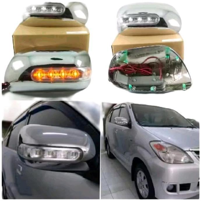 Cover Spion / Tutup Spion Avanza Xenia VVT-i Tahun 2004-2011 Chrome Plus Lampu Sein Sen Nyala 2 Lamp