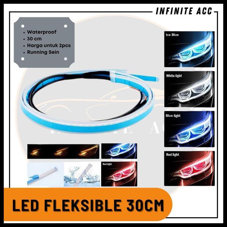 DISKON LED DRL FLEKSIBLE 30CM RUNNING SEIN I LAMPU ALIS MOBIL WATERPROOF