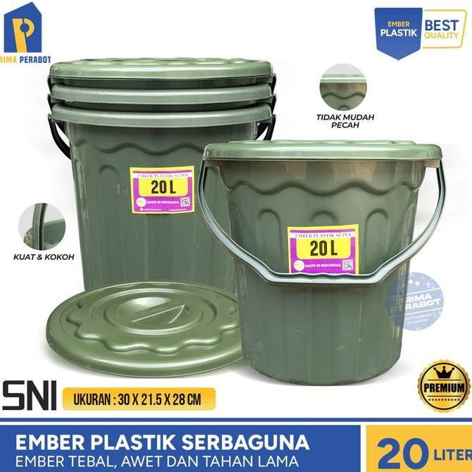 Ember Plastik 20 Liter Tutup Hijau Ember Serbaguna Tabitha