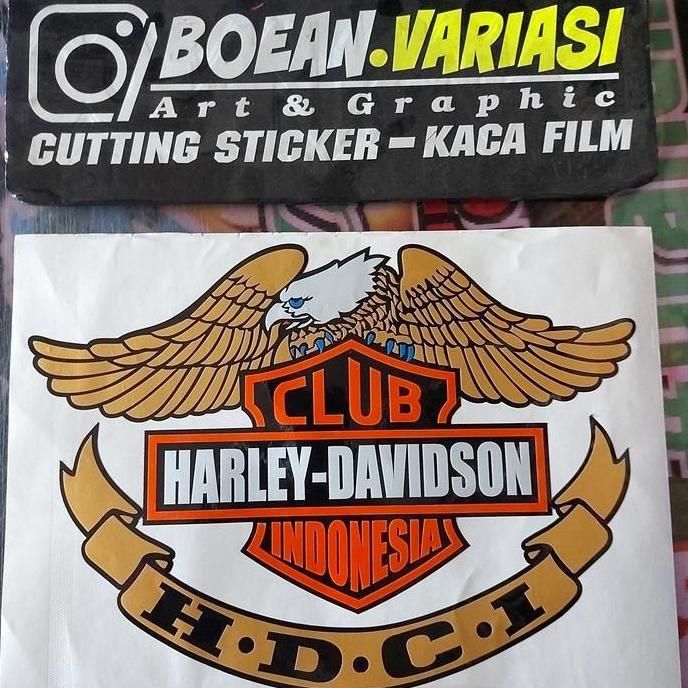 Cutting sticker harley davidson wing harley davidson kaca body mobil