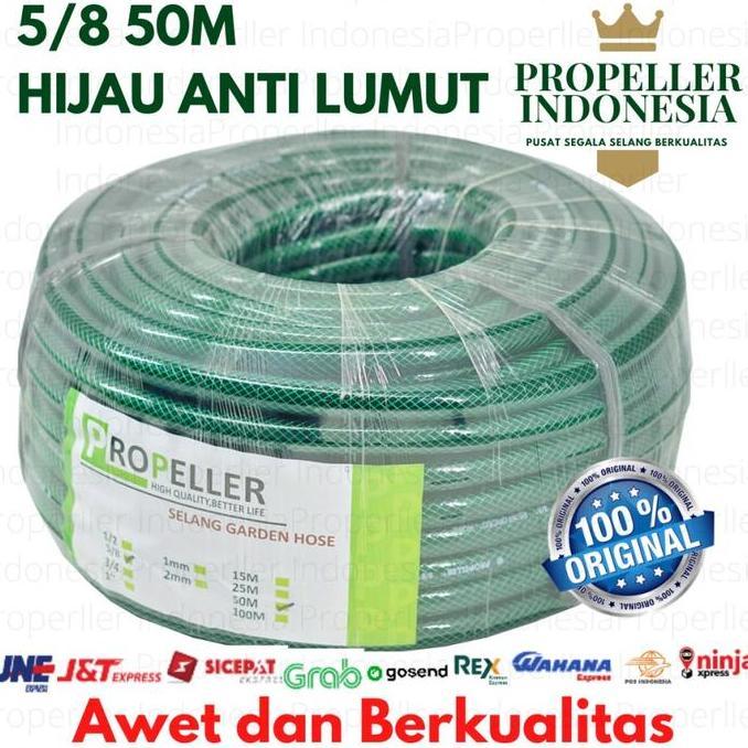 Selang Air Hijau Benang 50 Meter PROPELLER 5/8 / Selang Air Anti Lumut