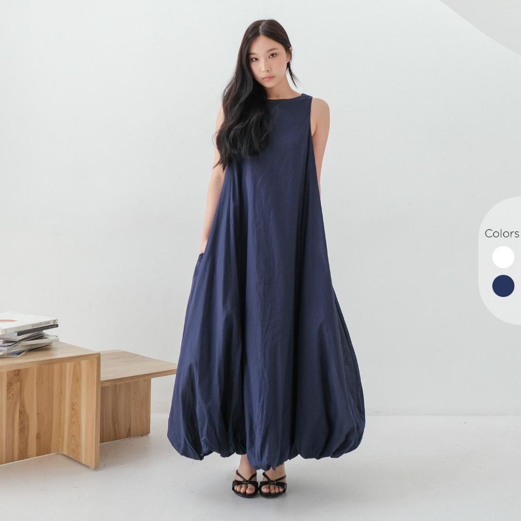 PREMIUM ISLA ANAYA DRESS - DRESS PANJANG WANITA TANPA LENGAN - DRESS PUTIH NAVY PAKAIAN WANITA