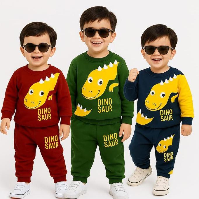 Setelan Baju Anak Laki Laki Dinosaurus 1-8 Tahun Sweater Motif Karakter Nyaman Lembut Bahan Beby Ter