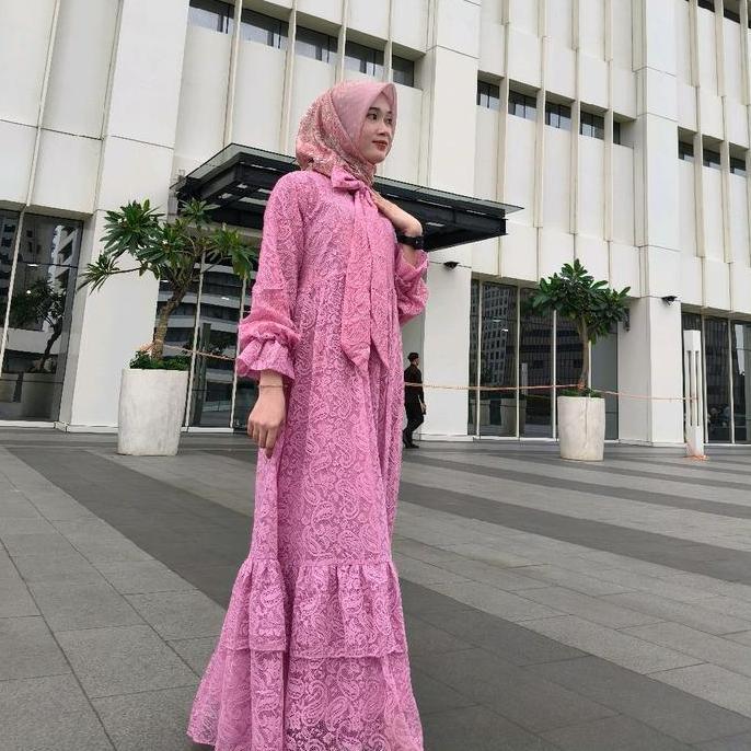 Gamis Wanita Muslimah brukat rumbai. ( BR 4  )