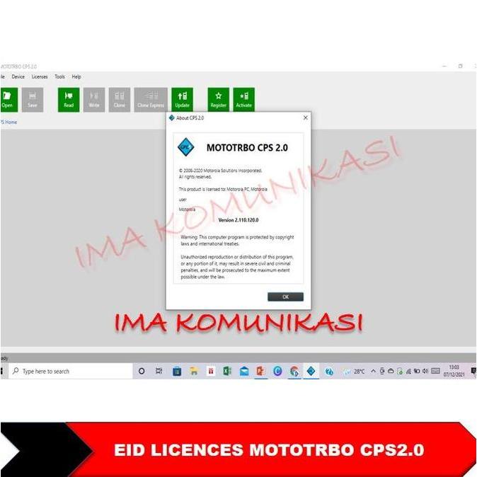 EID LECENCES MOTOTRBO CPS2.0 EID, Entitlement Id Motorola