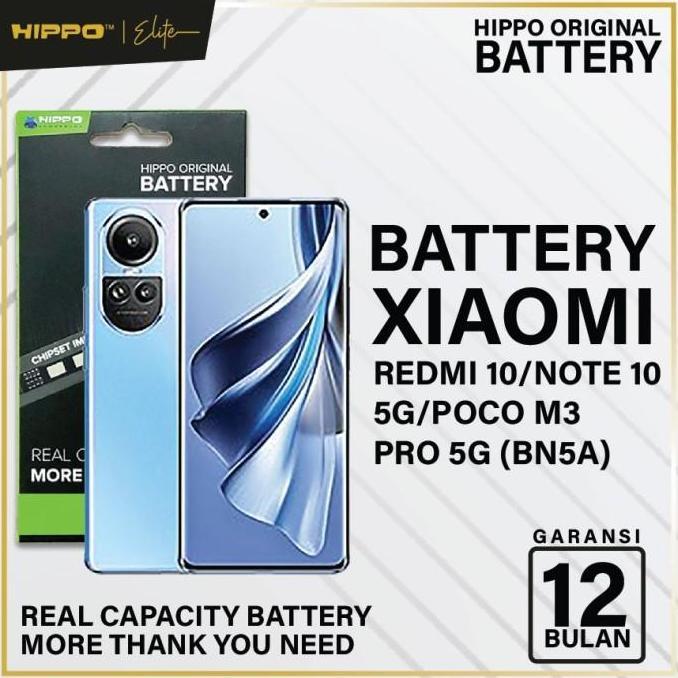 TERBARU - Hippo Baterai Xiaomi Redmi 10 / Note 10 5G / PocoM3Pro5G BN5A 5000Mah