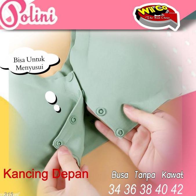 K315 Polini Bra Kancing Depan Busa Tanpa Kawat (busa bisa dilepas) Wanita Tipis Dewasa Bh