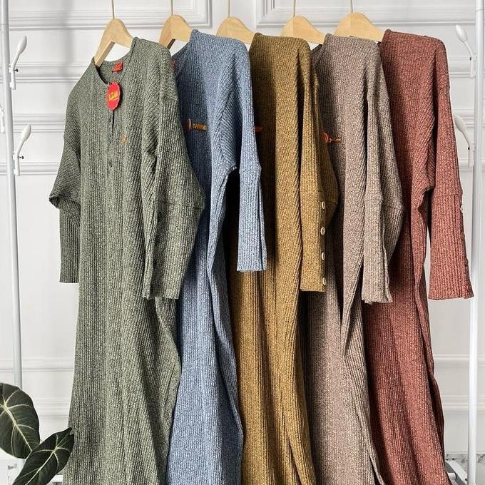Gamis Inara Terbaru Kekinian Bahan kaos knit Ful Katun