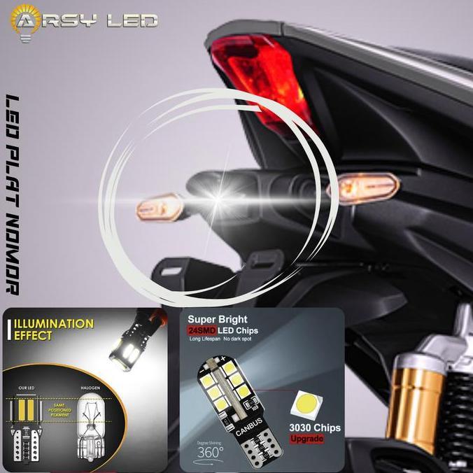 Gaswoi- Arsy Led Lampu Plat Nomor Motor Beat Vario Nmax Aerox Matic Kendaraan Car