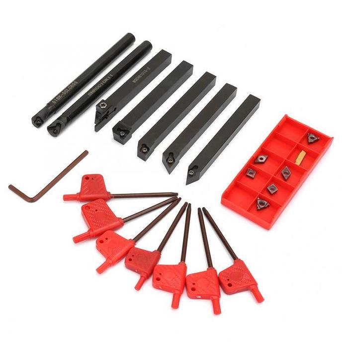 Irongo- Pahat Bubut Set 7 Pahat Bubut Luar Dan Dalam 10Mm Boring Holder Bubut