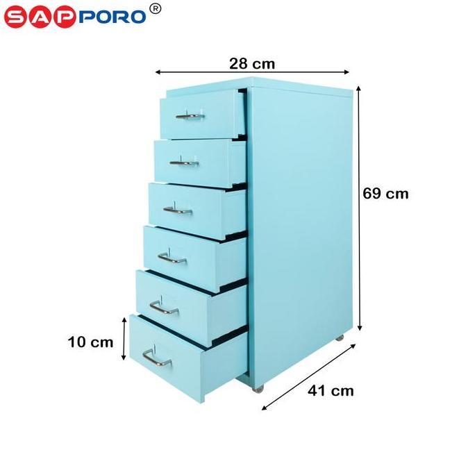 Organix- Sapporo Alzey - Lemari Kantor | Lemari Besi Portable 6 Laci