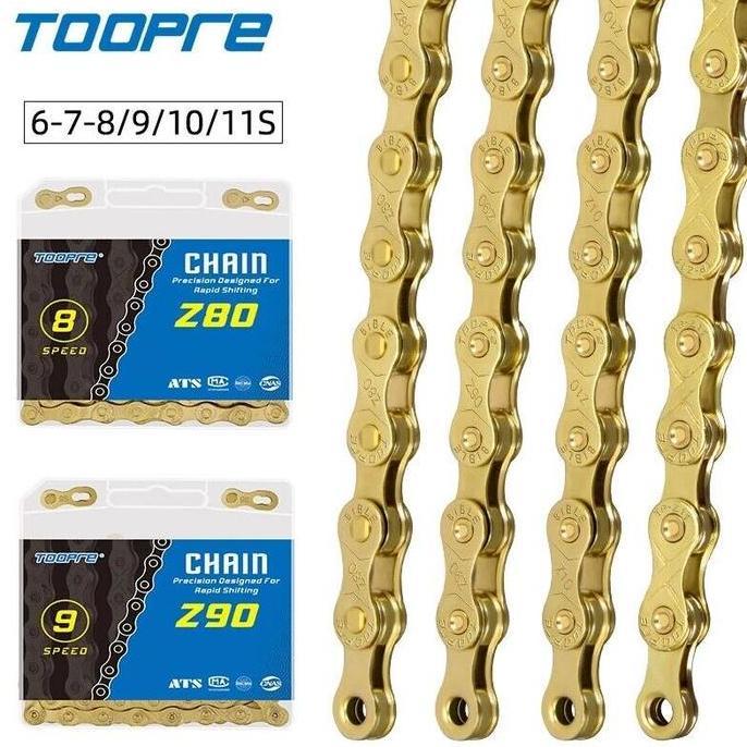 rantai sepeda gold TOOPRE bike chain 6 7 8 9 10 11 12 speed 8sp 9sp 10sp 11sp 12sp kmc vg rockbros e