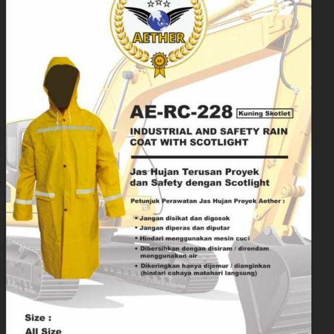 Jas Hujan Mantel Kuning Skotlet AETHER / Jas Hujan Mantel Kuning