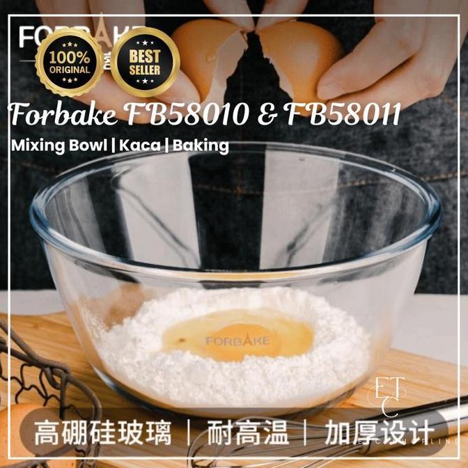 Forbake Round Glass Basin S19cm - FB58010 / mixing bowl kocok adonan kue/ mangkok kaca serba guna