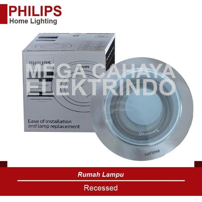 HARGA DISC - PHILIPS DOWNLIGHT 13804 Glass Recessed Nickel| Rumah Lampu 4"