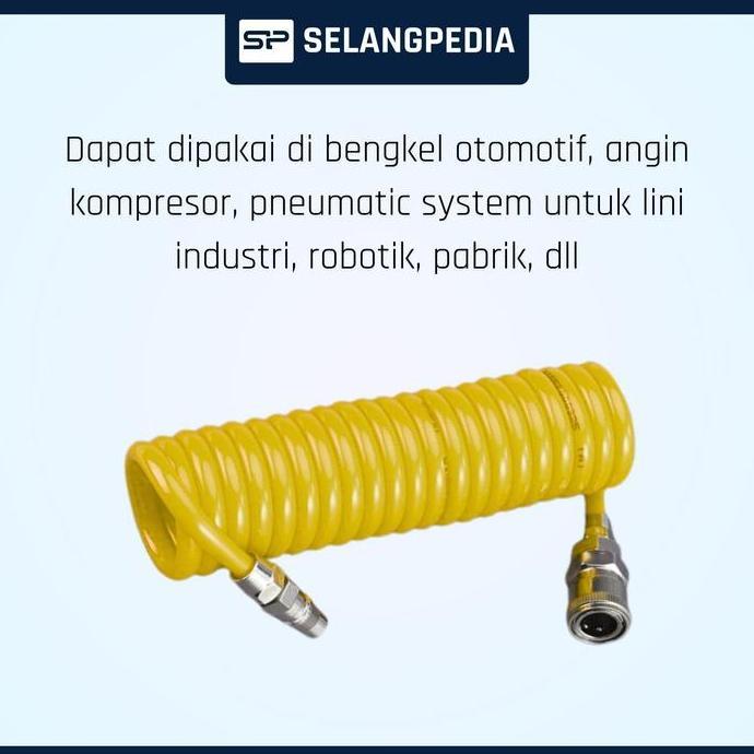 Irontic- Selang Recoil Hose Polyurethane Pu Taiwan Kompresor Angin Od 12 Mm X Id 8 Mm Termasuk Inclu