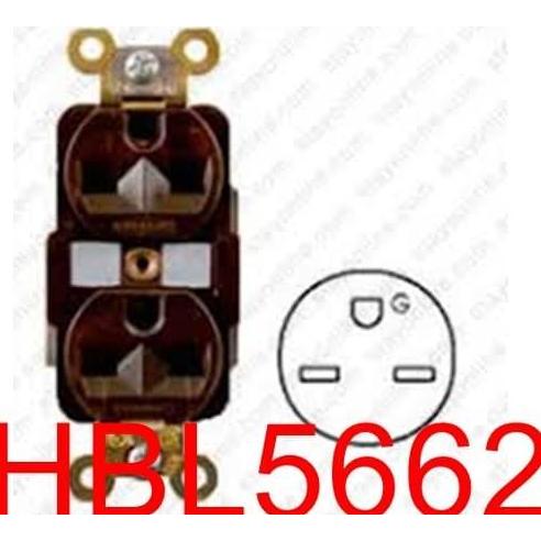 NEW HBL5662 Hubbell Straight Blade Devices 15A, 250V, 2 Pole, 3 Wire