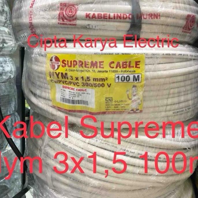 Promo Kabel Supreme Nym 3x1,5 Mm Tunggal Putih / NYM 3x1.5 Supreme 100m Diskon
