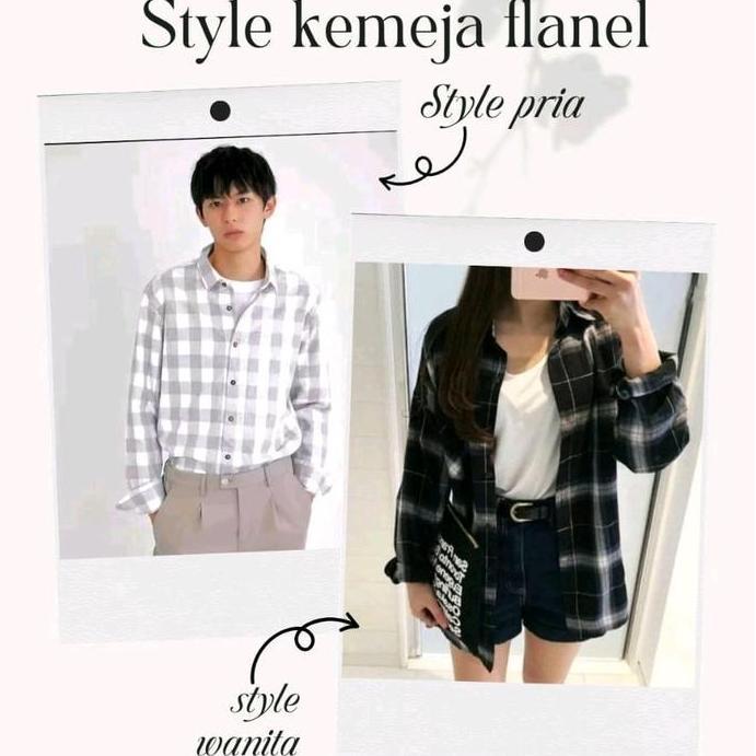 Topyoux- Kemeja Flanel Import Srd Wanita Pria Lengan Panjang Motif Terlaris Atasan Kotak - Kain, Lem