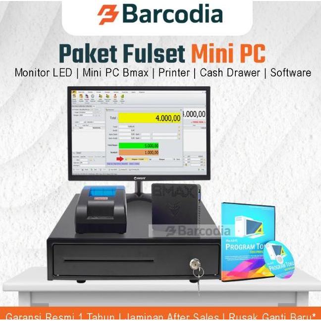 Murah Paket Alat Mesin Kasir Full Set Printer Bluetooth - Cash Drawer - Mini Pc - Led Monitor - Soft