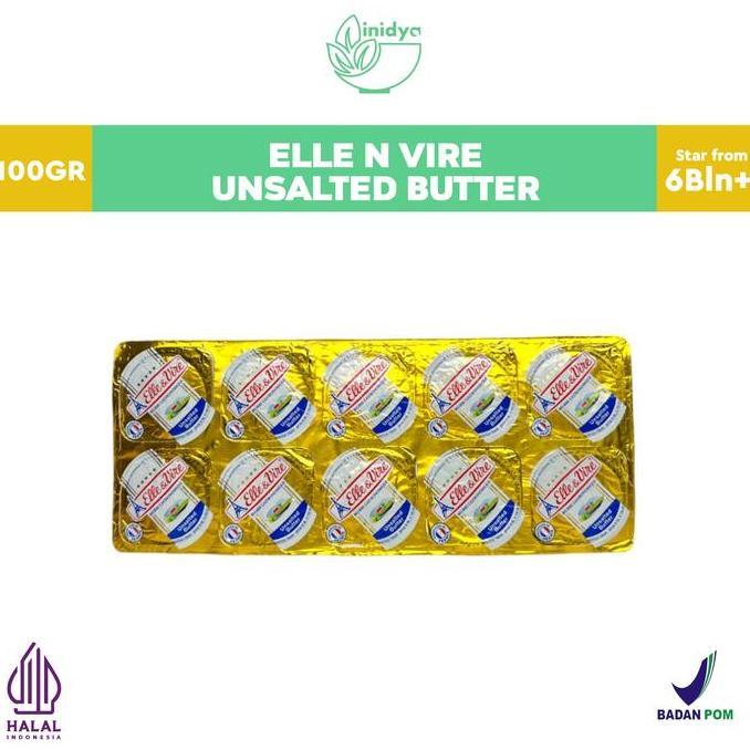 Alami- Elle N Vire Unsalted Butter Portion 10X10Gr / Elle & Vire Ub Mpasi Susu Baking