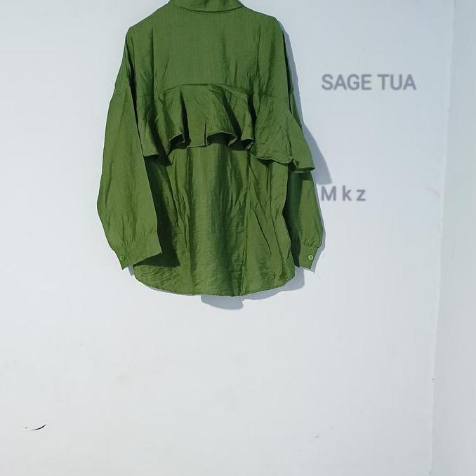 Topyoux- M K Z _Top Blouse Back Layer/Kemeja Blouse Polo Linen Rempel Belakang Polos Wanita