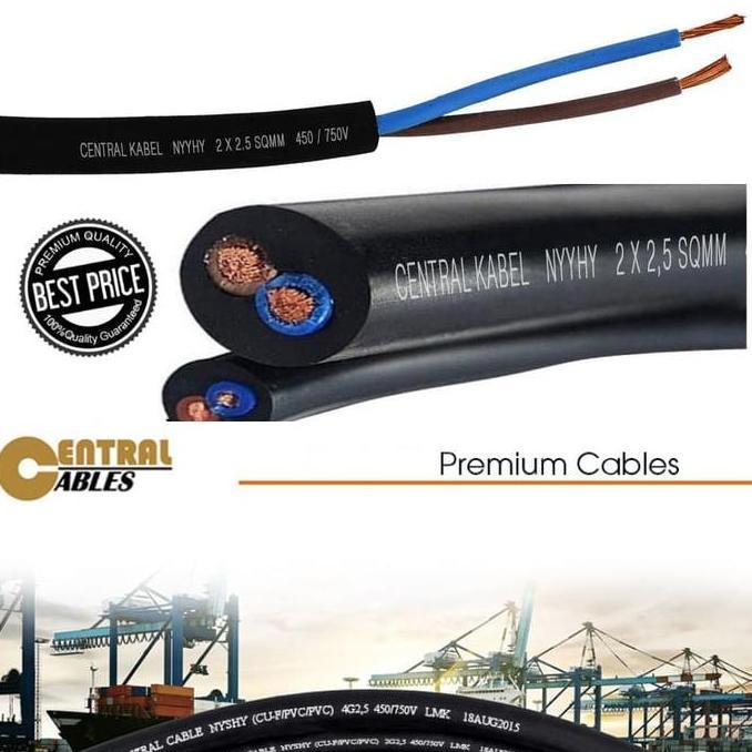 Promo SNI CentralKabel NYYHY 2x2.5 mm2 750V 50M Instant ( Kabel Listrik RVV NYYHY 2x2,5 NYYHY 2 x 2,