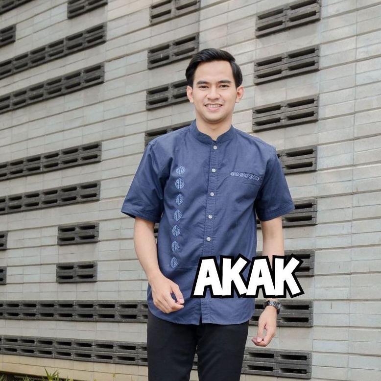 BESTPROMO BAJU KOKO DEWASA PUTIH BORDIR MEWAH LENGAN PENDEK