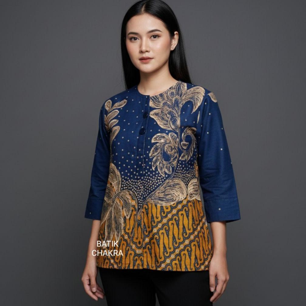 FREE ONGKIR BLUS BATIK WANITA MODERN BAHAN KATUN LAPIS FULL TRIKOT