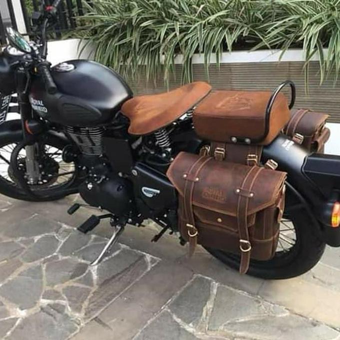 ready stok tas royal enfield,side bag royal enfield leather