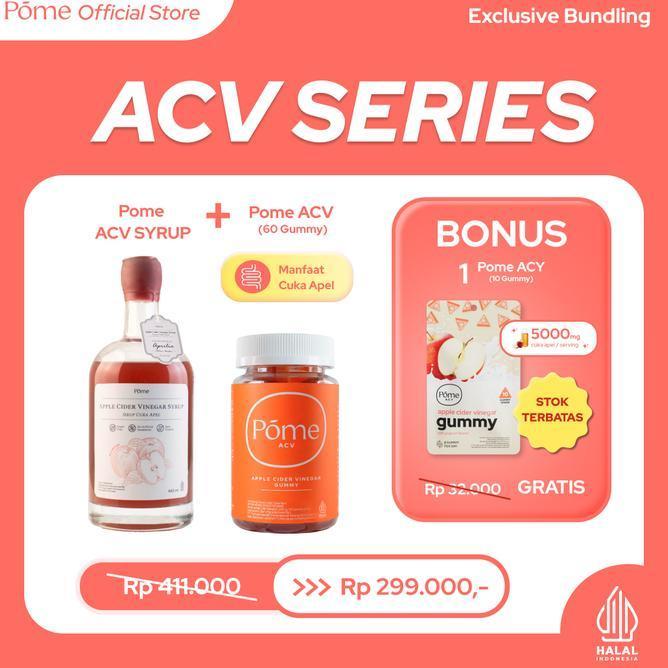 Cuka Apel Series Paket Varian Cuka Apel Pome Acv Syruppome Acv 60 Gummy Free 1 Sachet Pome Acy