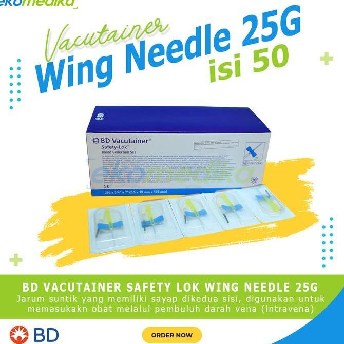 daffasafera - bd vacutainer needle wing 25g isi 50 pcs