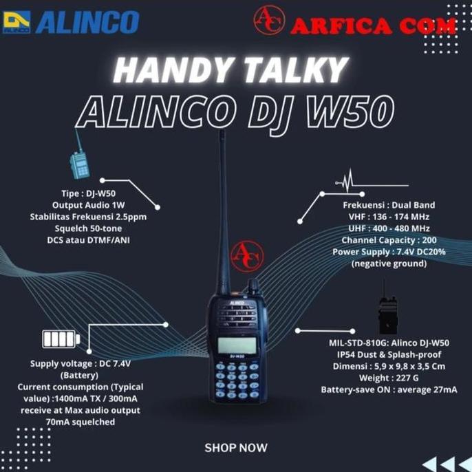 TERLARIS HT ALINCO DJ-W50 HT DUALBAND ORI GARANSI ALINCO DJW50 W50