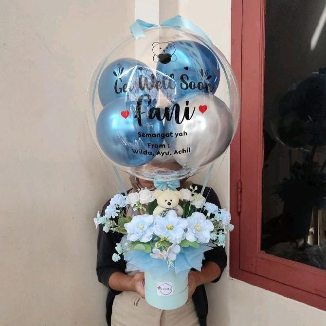 Flowandbe- Buket Balon Bunga Buket Balon Small Boneka Mini