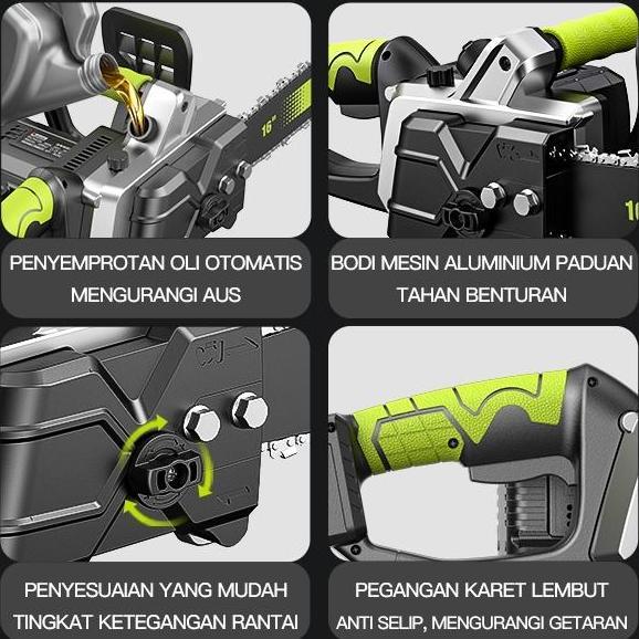 Ironday- CodZper Cordless Chainsaw Gergaji Mesin Lithium Gergaji Rantai Elektrik Portable Genggam Li