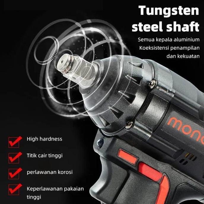 Ironday- Monqiqi  15000Mah 98V Impact Wrench Brushless Baterai Bor Air Impact Wrench Kit Bor Baterai