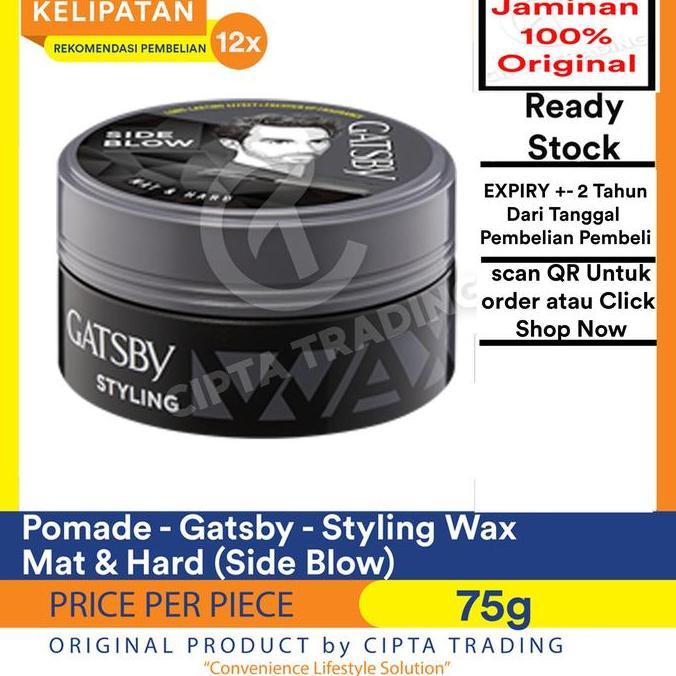 Gogogo- Minyak Rambut Pomade Gatsby Styling Wax Mat & Hard Besar 75G