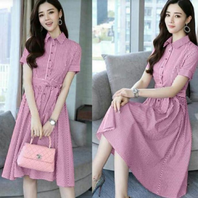 Promo THABISHOP / 435 MD LINE / GL / BAJU DRESS / BAJU DRESS WANITA / DRESS SALUR / BAJU KONDANGAN D
